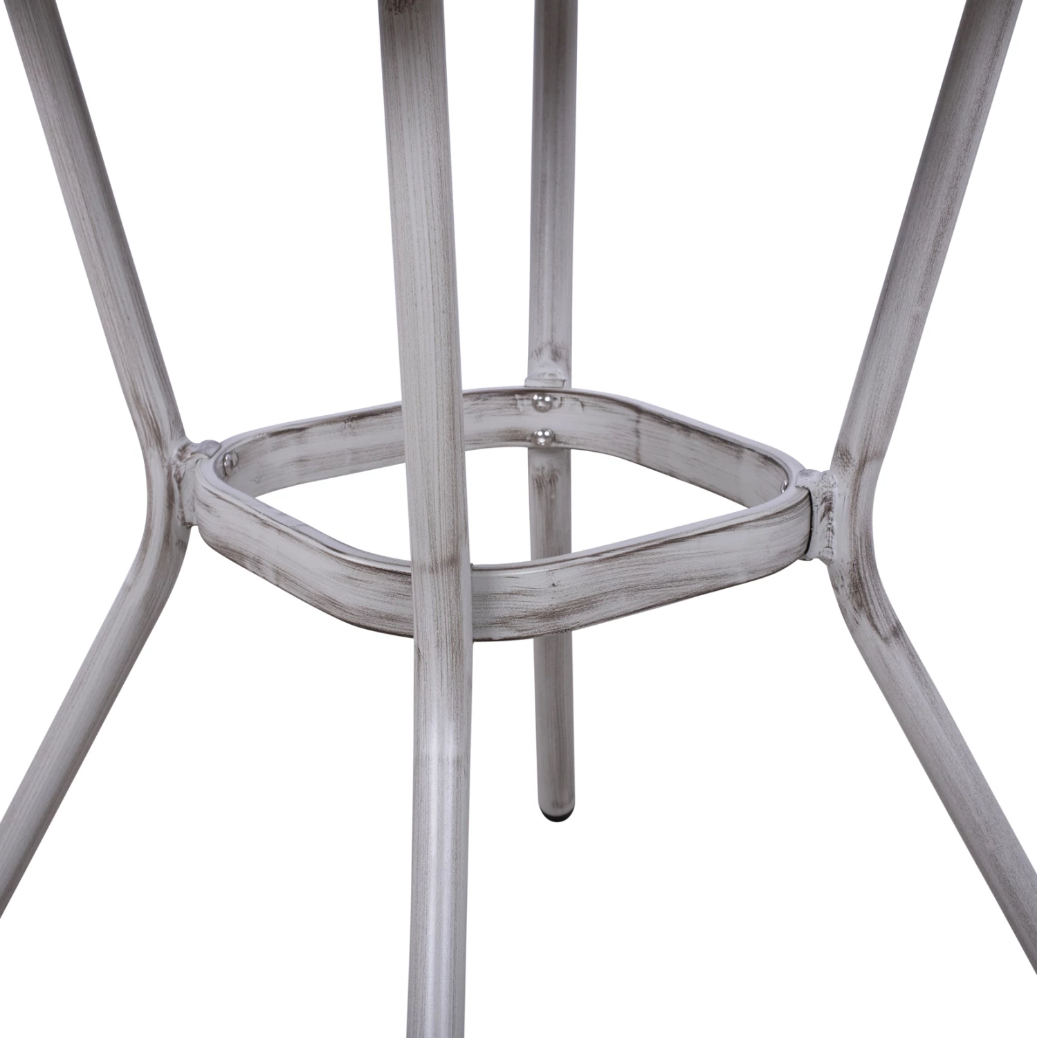 Tavolinë alumini 70X70X76 pamje bambuje FH5568.01 patinë e bardhë me xham