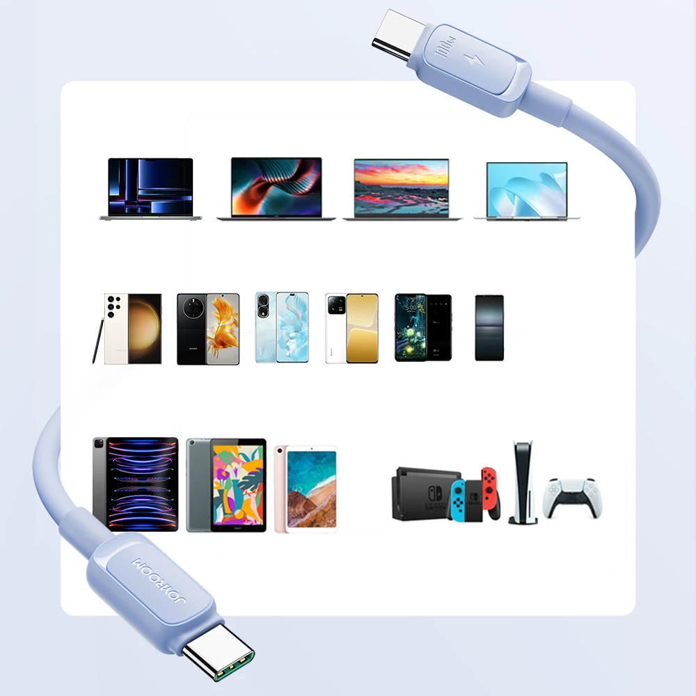 Kabllo USB-C në USB-C Joyroom Multi-Color Series A14, 1.2m, 100W, Kaltër