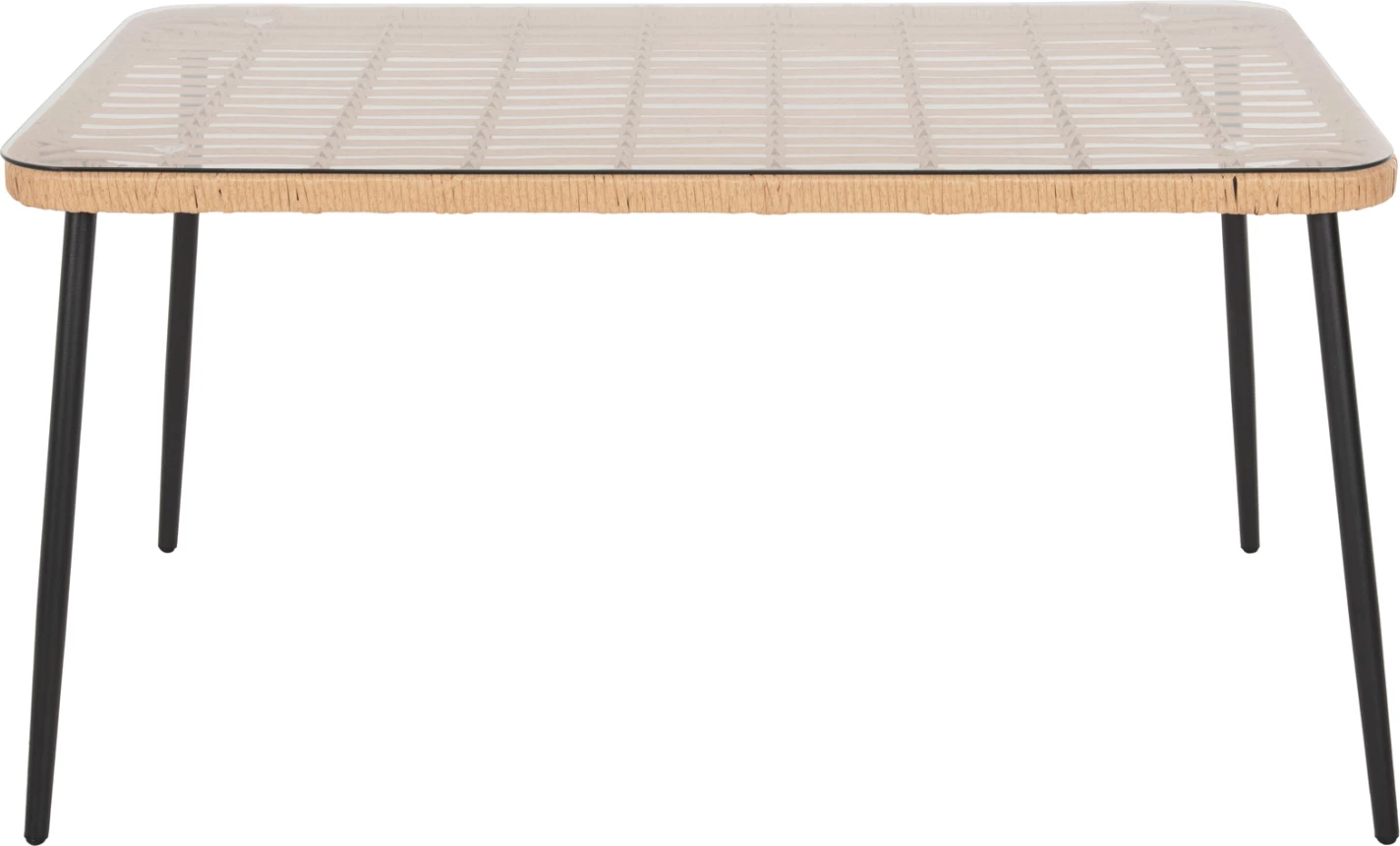 Tavolinë drejtkëndore për ngrënie, ALLEGRA, FH5537.11, metal i zi, ratan natyral, 139,5x79,5x73H cm