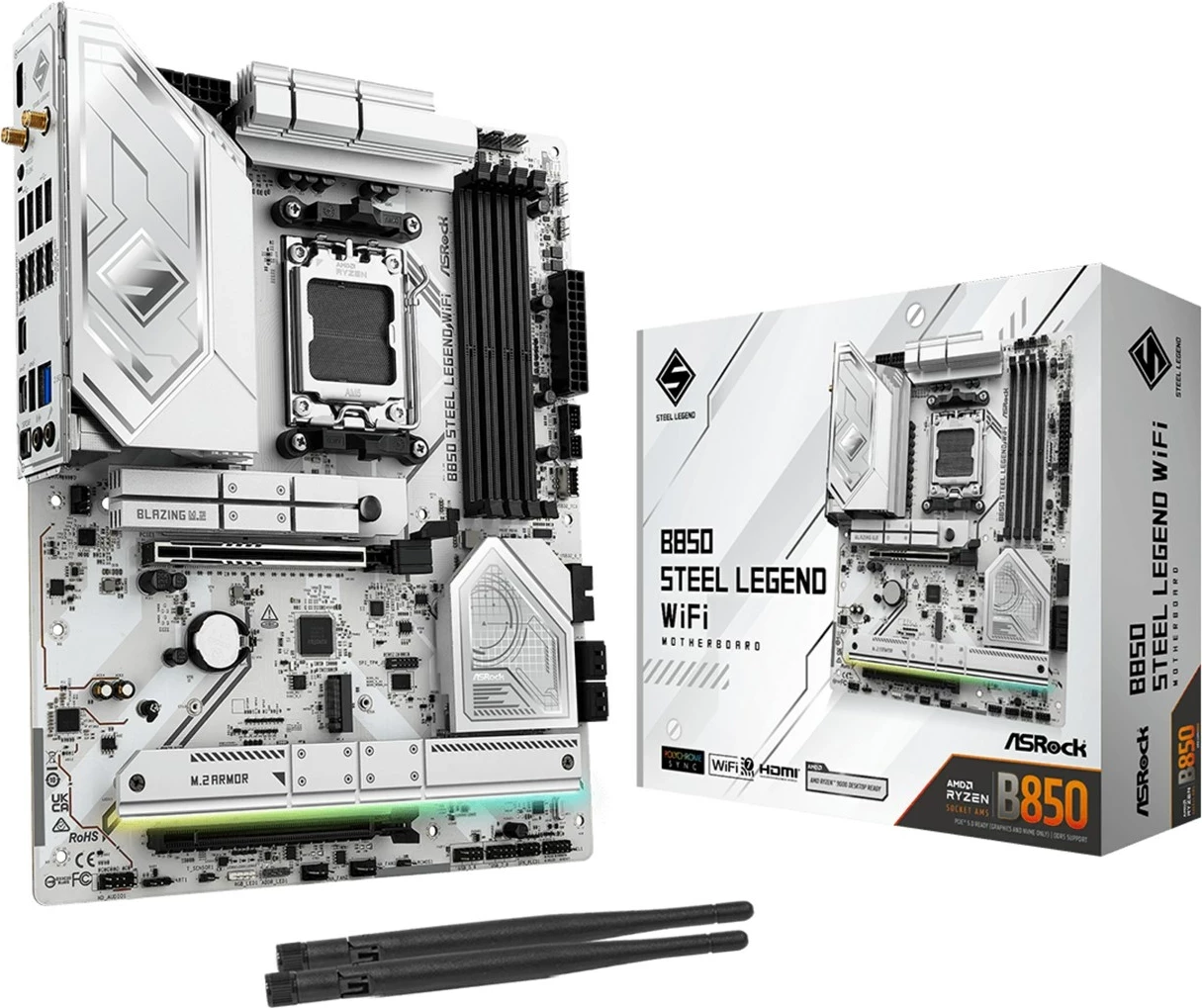 Pllakë amë Asrock B850 Steel Legend WiFi, Socket AM5, ATX, Bardhë