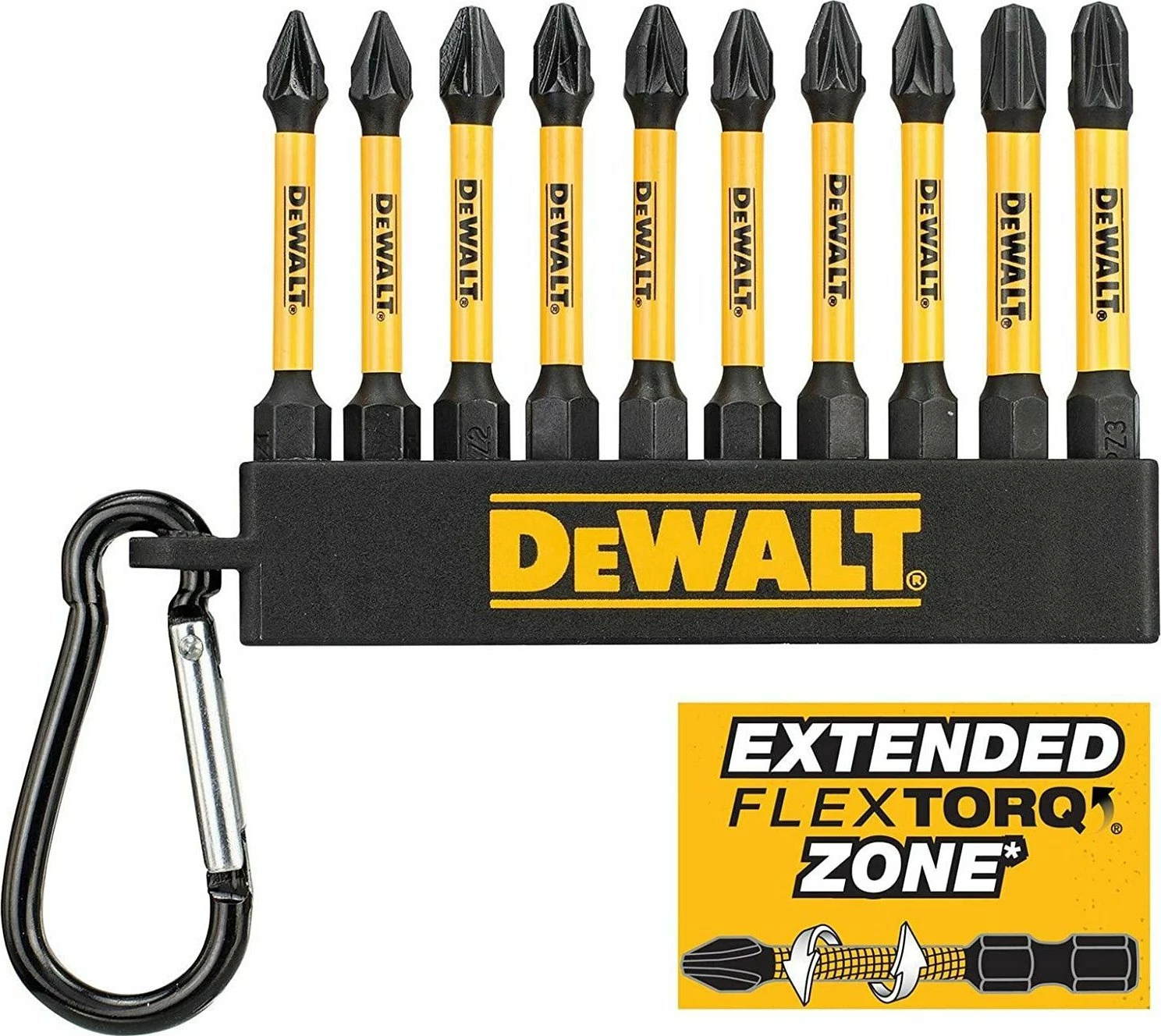 Set majash bitash DeWalt EXTREME FLEXTORQ DT7276-QZ PZ1/PZ2/PZ3 57 mm, 10 copë, verdhë/zi