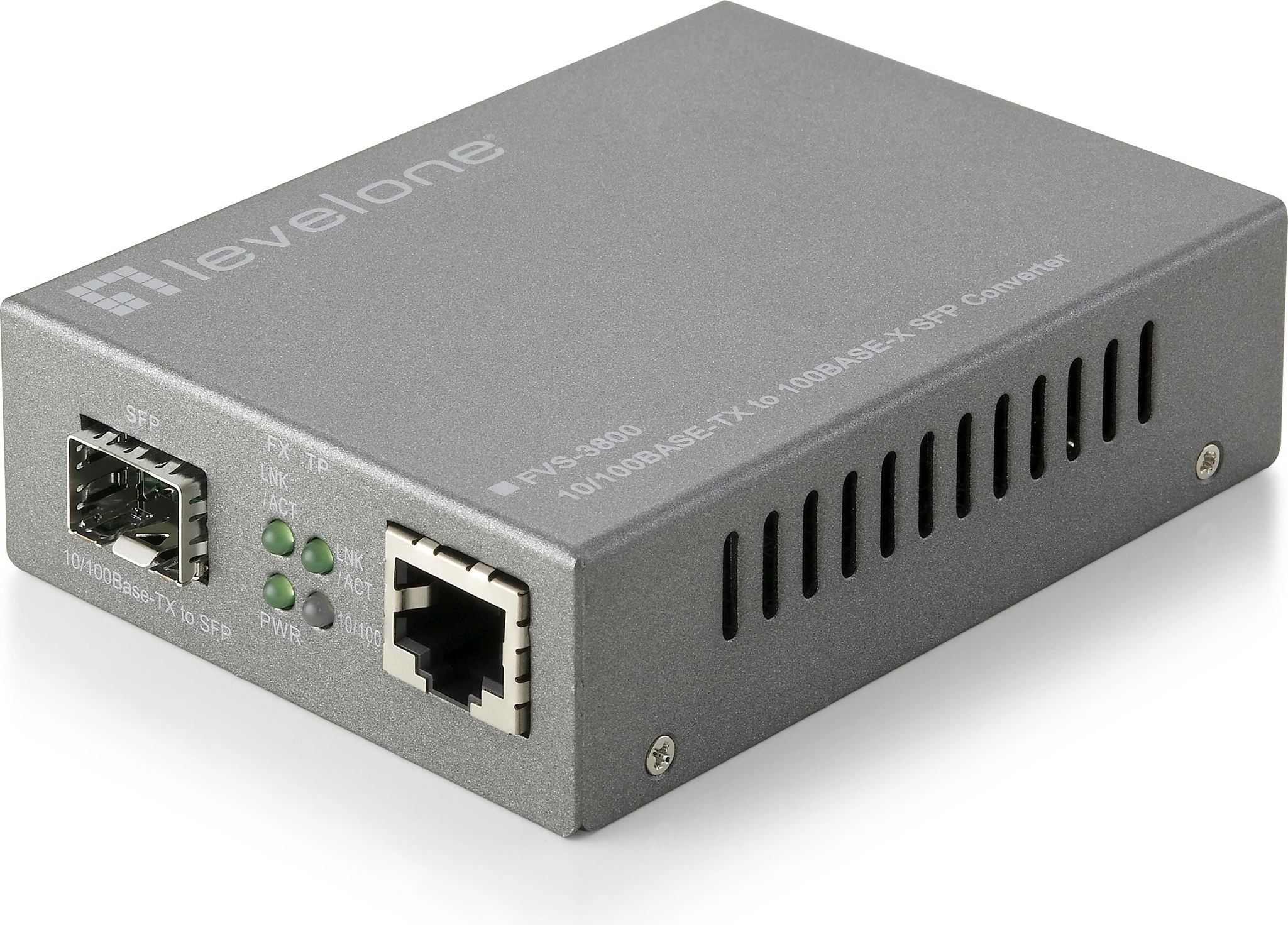 Konvertues media LevelOne RJ45 në SFP, Ethernet i Menaxhuar, 100 Mbit/s, Gri