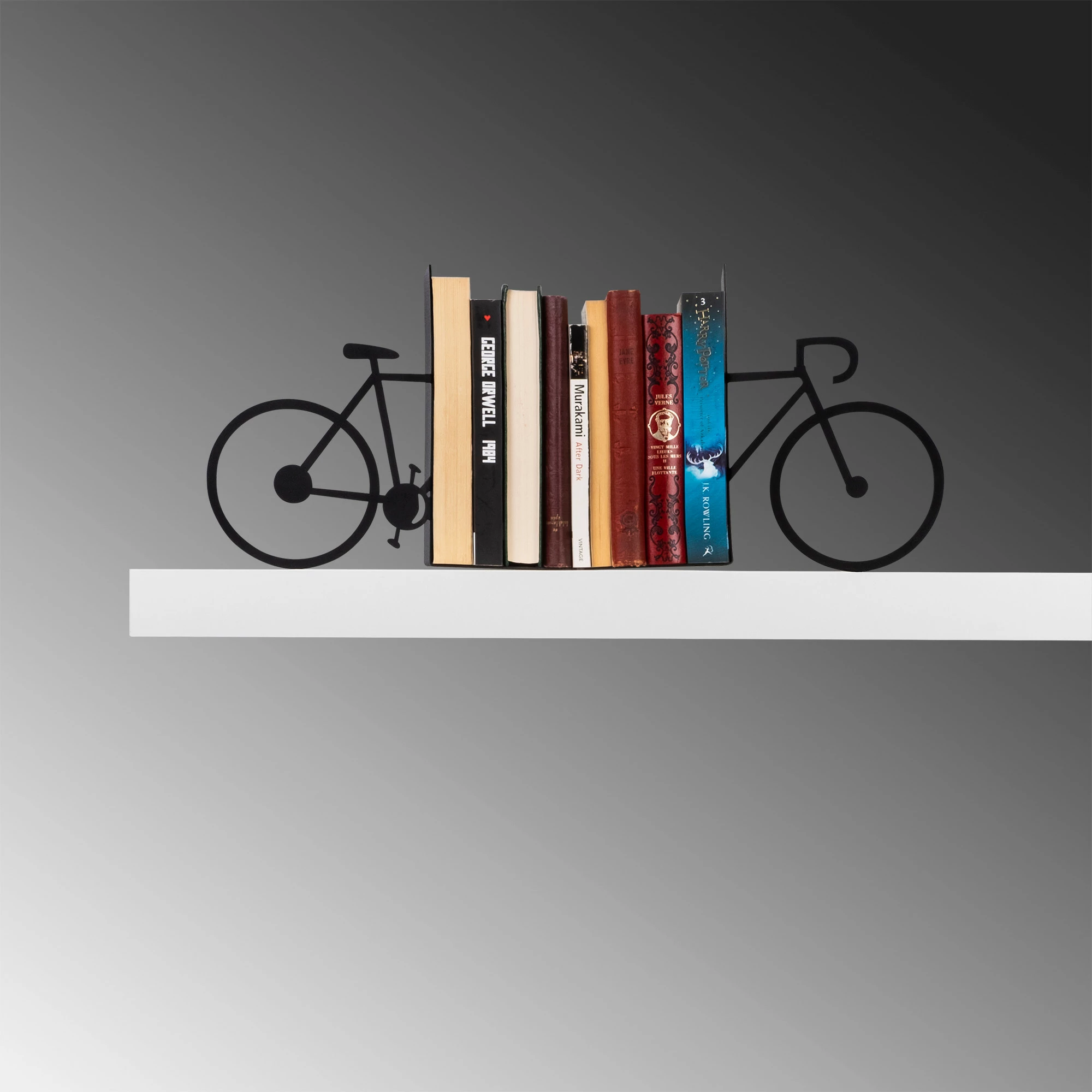 Mbajtëse librash metalike, dizajn Aberto, ngjyrë e zezë, 44x14x23cm
