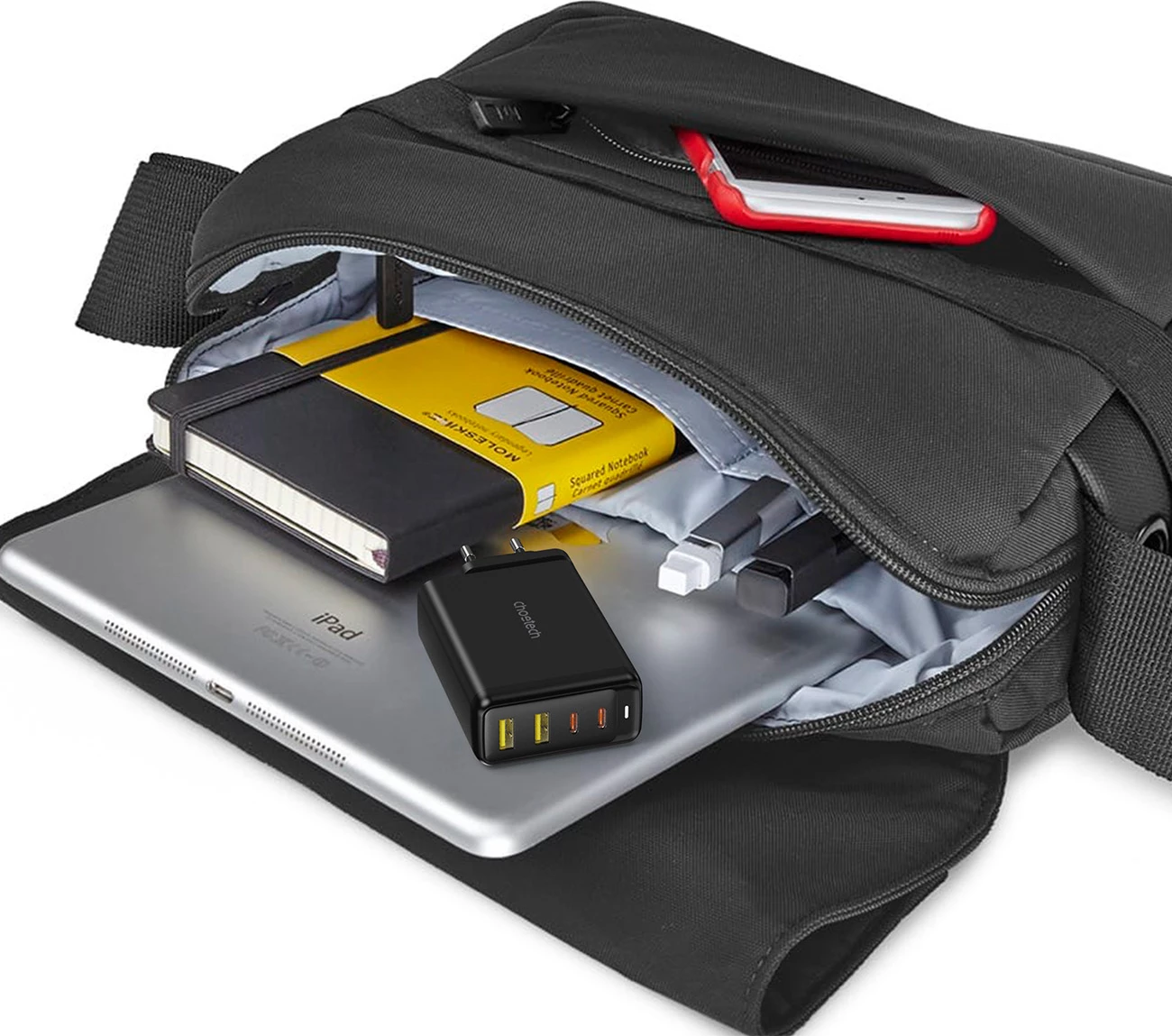 Karikues muri Choetech PD6005, 140W, 4 porta (2x USB-C, 2x USB), i zi