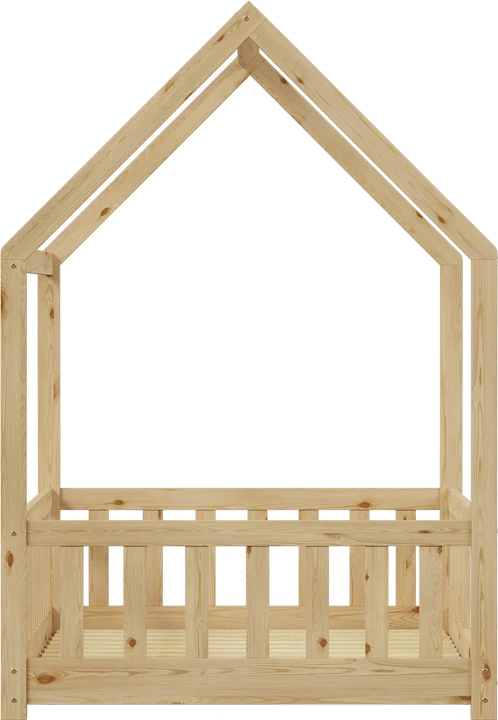 Krevat fëmijësh Montessori Callan me parmakë, dru pishe, ngjyrë natyrale, 90x190cm