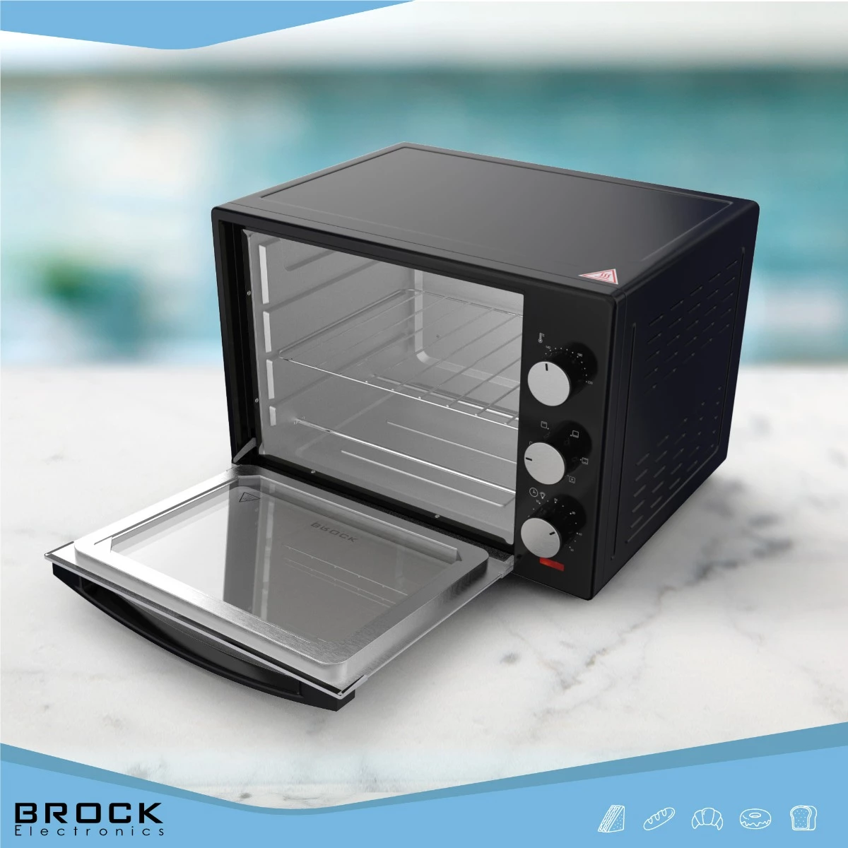 Mini furrë elektrike Brock TO 3001 BK, 30L, 1500W, e zezë