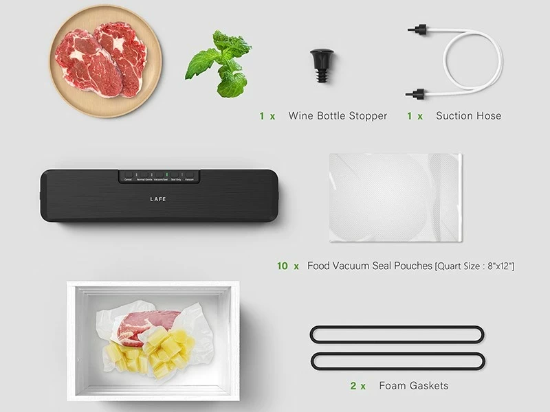 Vakumator Lafe Vac&Seal, 250W, plastikë, automatik, zi