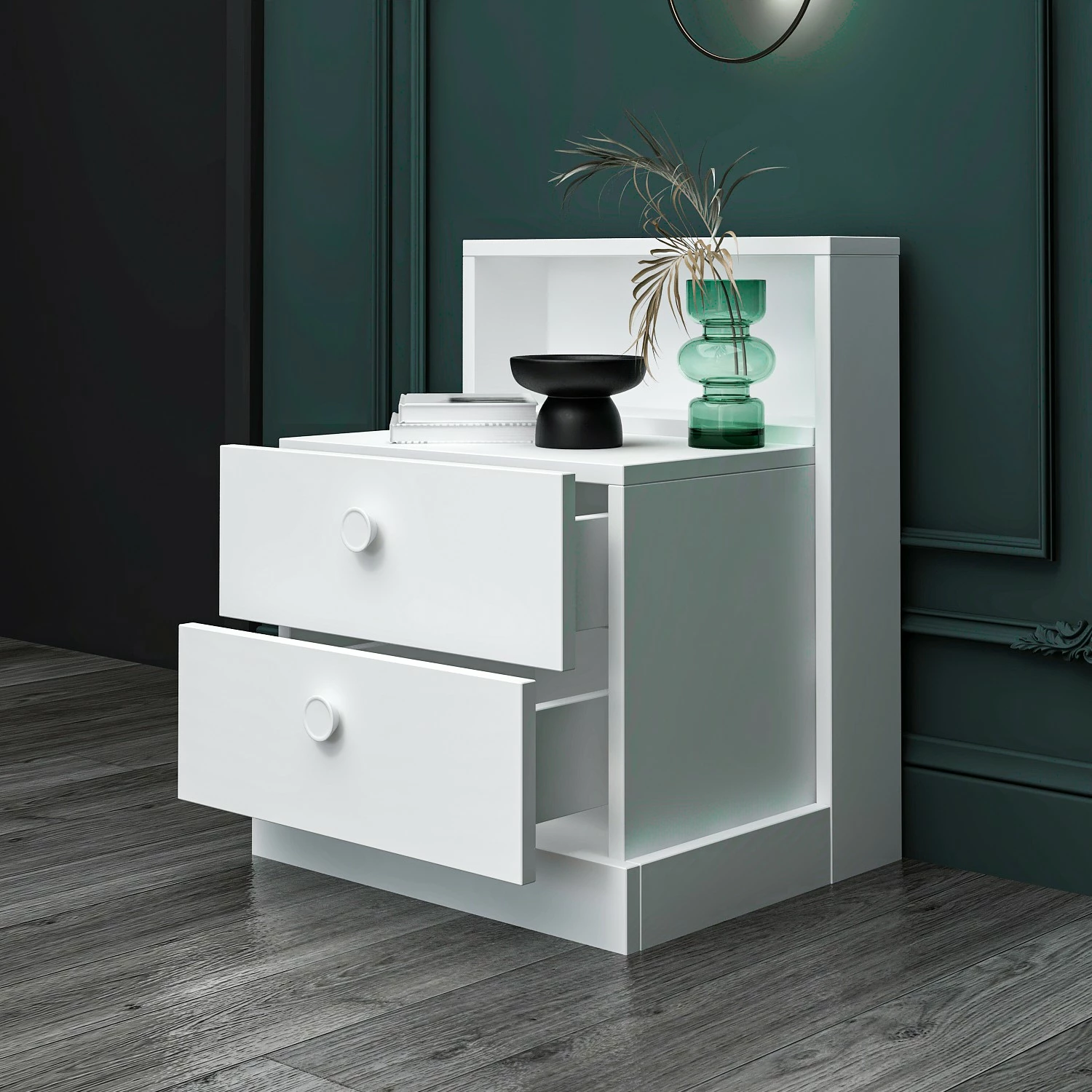 Komodinë Skye Decor, e bardhë