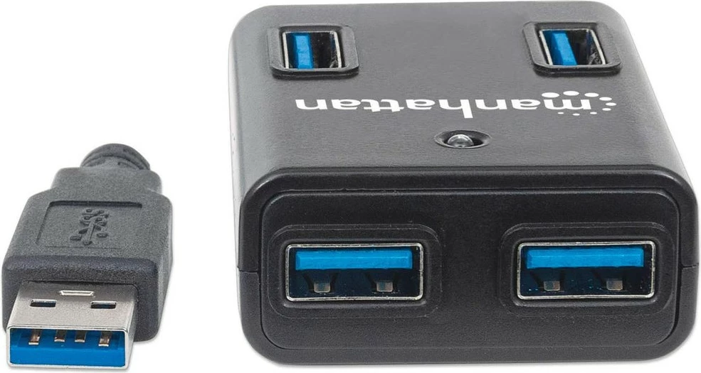 USB hub MANHATTAN 4-porta USB 3.0, me rrymë, zi