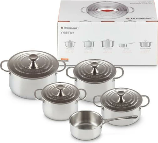 Set tenxheresh, Le Creuset, 3-Ply Plus (96605300000000), inoks 3-shtresor, argjendt, set 5 copë
