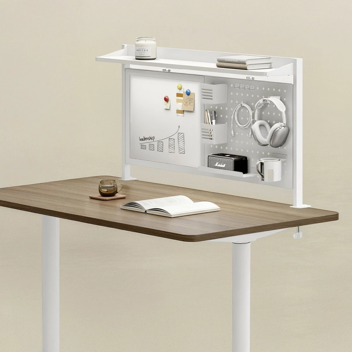 Ndarës tavoline Ergo Office ER-301W me tabelë magnetike dhe perforuar, i bardhë