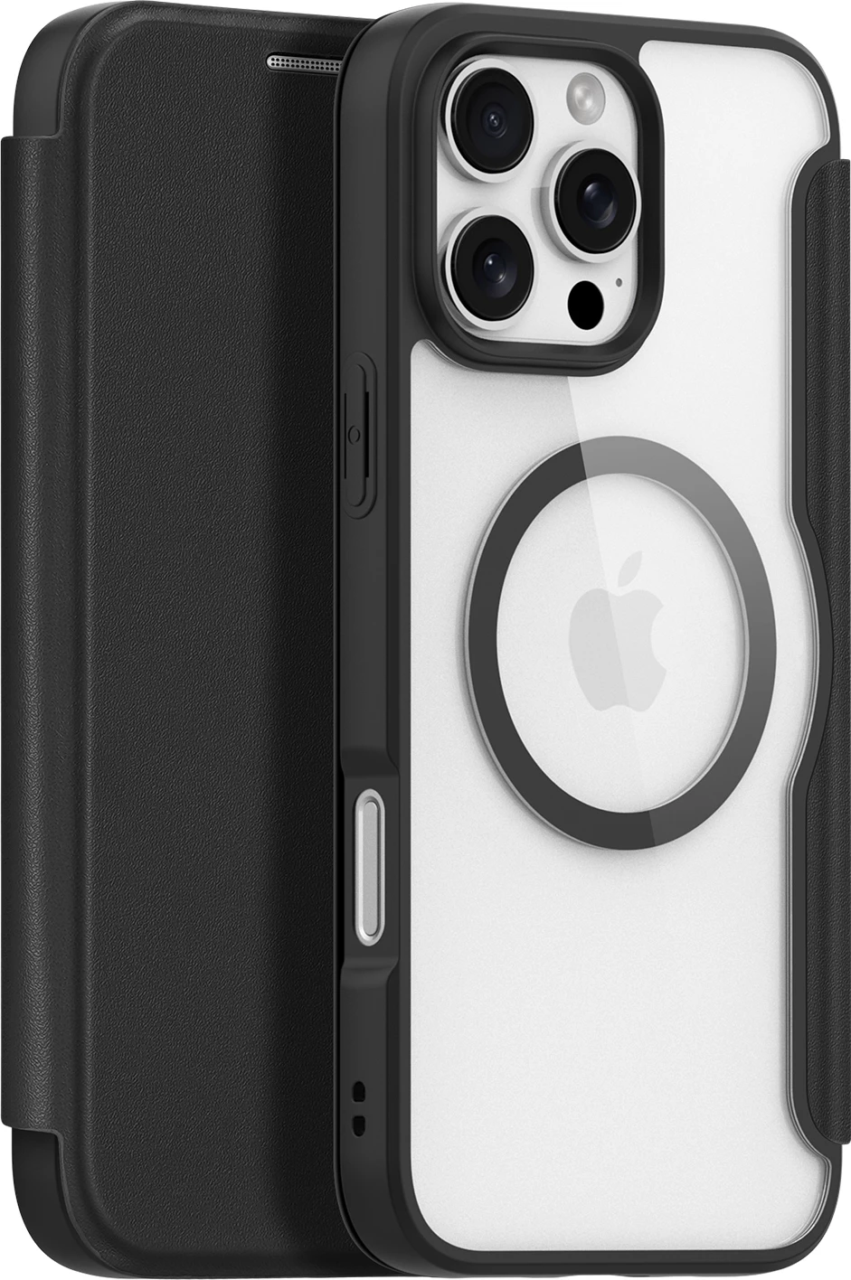 Mbështjellës Dux Ducis Skin X Pro për iPhone 16 Pro Max me MagSafe dhe flip, i zi