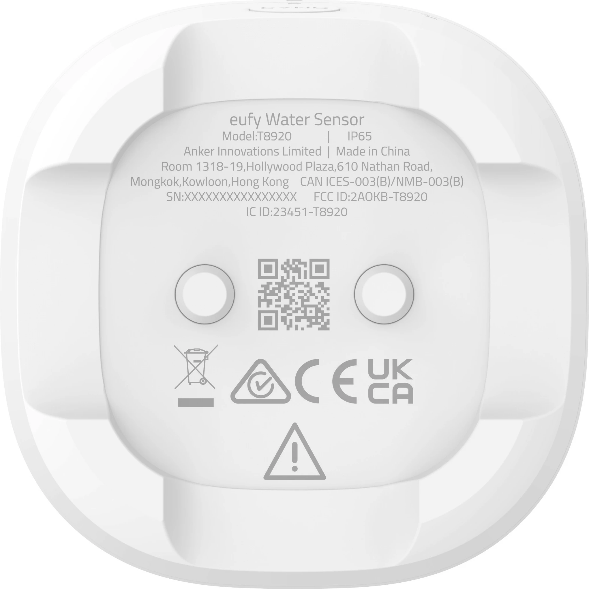 Sensor alarmi uji e ngrice EUFY, wireless, Wi-Fi, i bardhë