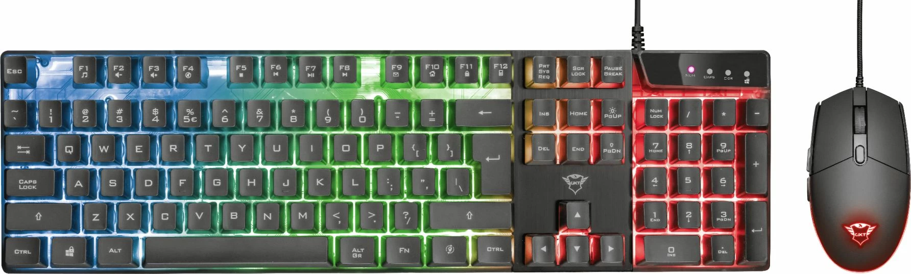 Set tastierë gaming + Maus Trust GXT 838 Azor 23472, me kabllo, RGB, 3000 DPI, e zezë