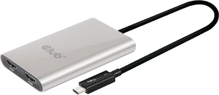 Adapter Thunderbolt 3 në 2x HDMI Club3D, 4K@60Hz, argjendtë