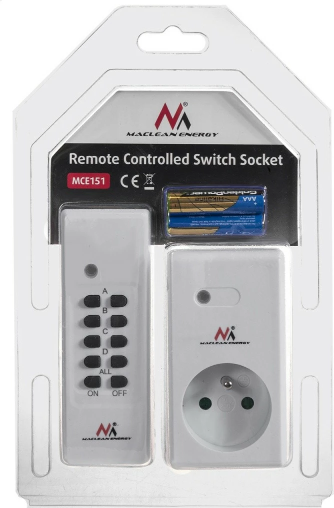 Prizë me telekomandë Maclean MCE151, programueshme, për brenda, e bardhë, me bateri për telekomandë