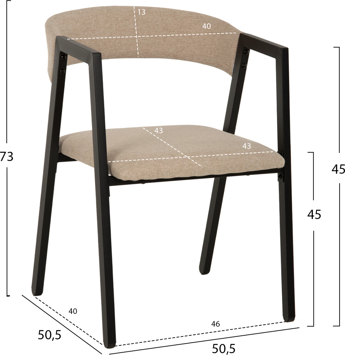 Tavolinë me karrige JAY 5 copë, FH9529.02, ngjyrë arre, karrige me pëlhurë bezhë, 120x70x76H cm