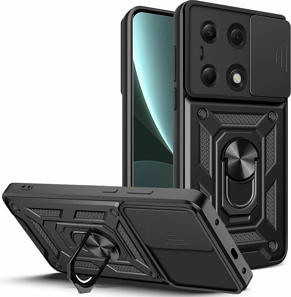 Mbështjellës Tech-Protect CamShield Pro për Xiaomi Redmi Note 13 Pro / Poco M6 Pro, me unazë dhe rrëshqitës për kamerë, i zi