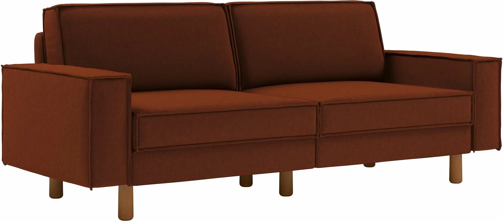 Divan treshe Atelier del Sofa, ngjyrë e kuqe tjegulle, këmbë dru arre, Sparrow 3