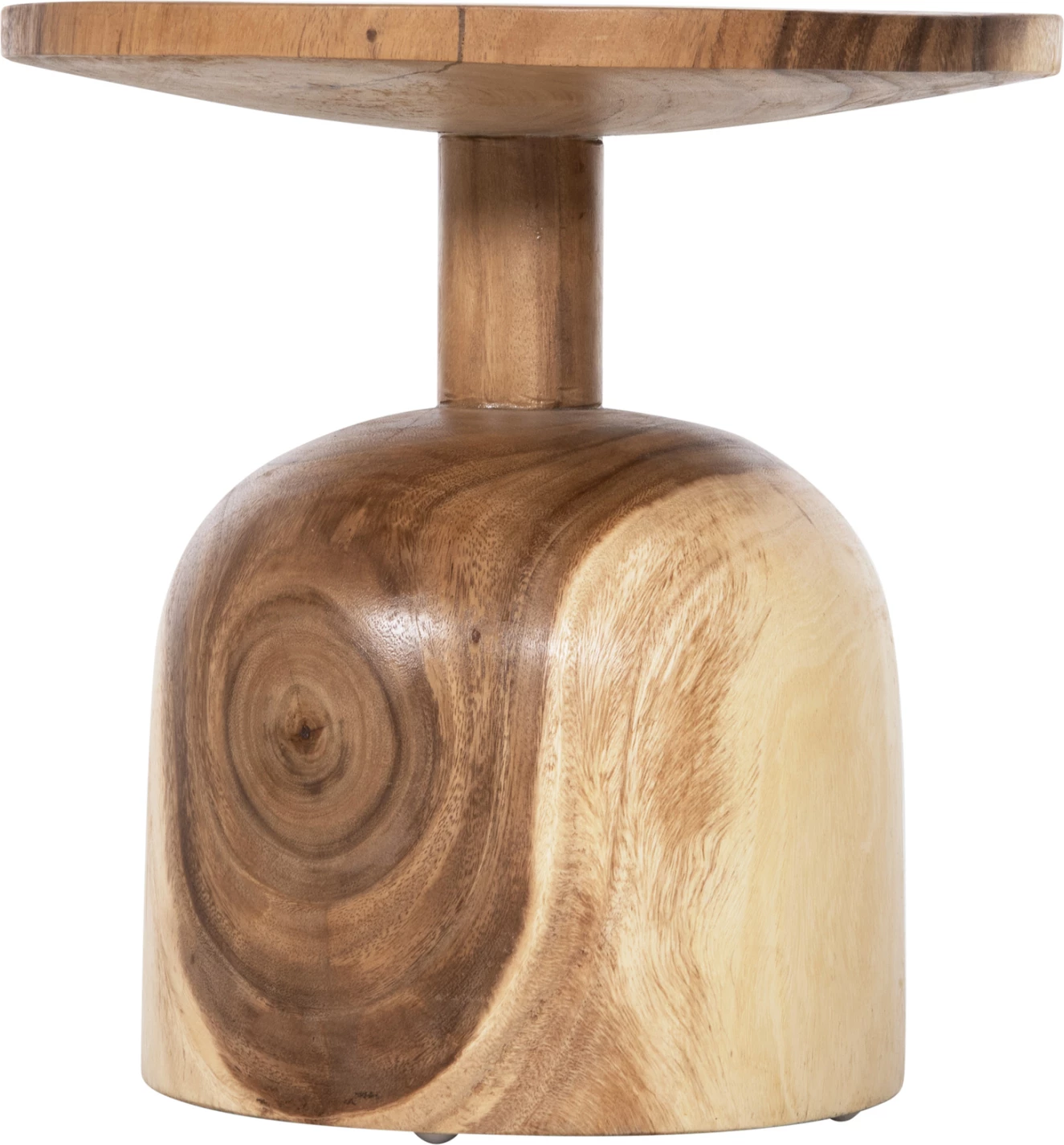 Tavolinë anësore e rrumbullakët PUMBE-s FH9892 dru suar i fortë, ngjyrë natyrale, Φ39,5x40H cm
