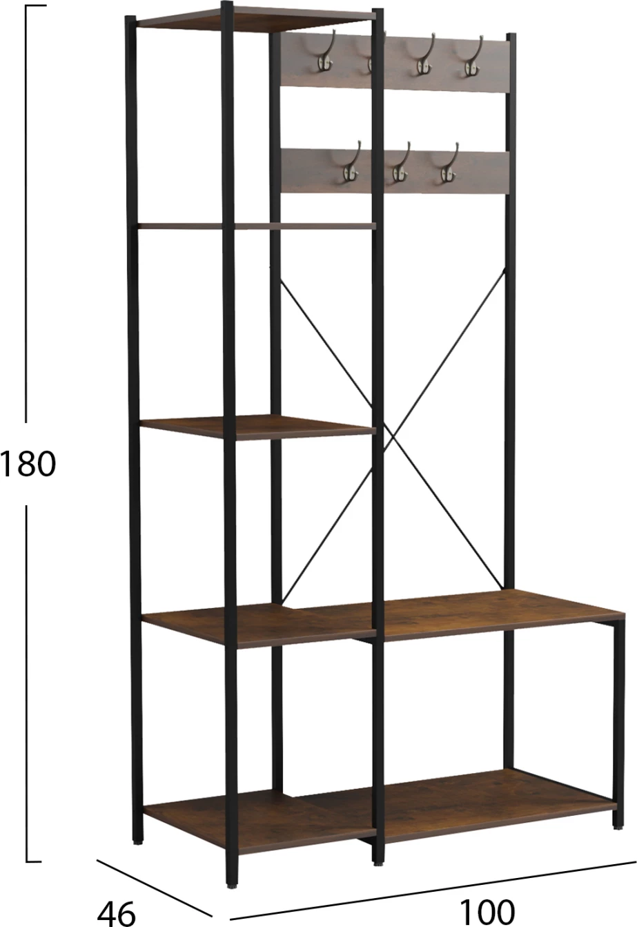 Mobilje hyrëse, gardërobë e hapur ARANJA FH18083 metal-melaminë 100x46x180Hcm