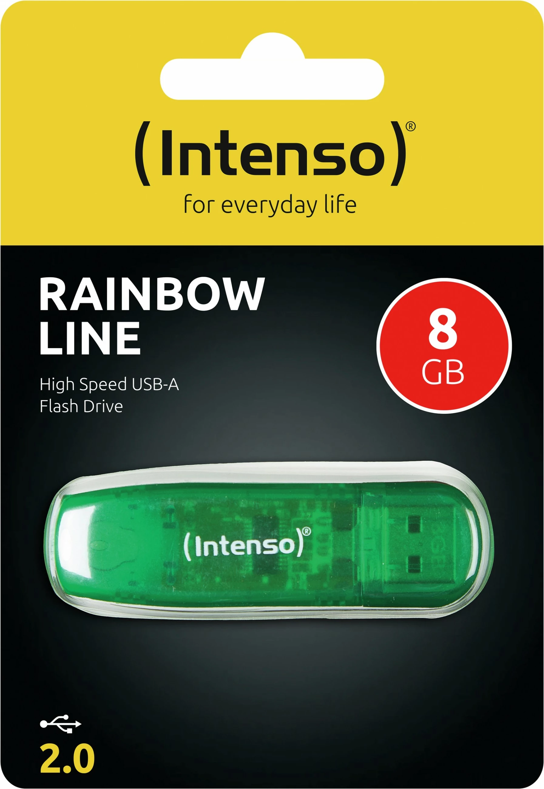 USB Intenso Rainbow Line, 8 GB, USB Type-A, 2.0, Gjelbër