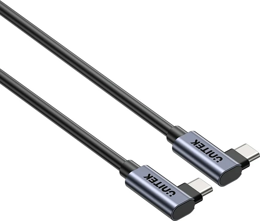 Kabllo USB C UNITEK C14147ABK01-0.5M, 0.5m, 100W, 90° kënd, e zezë
