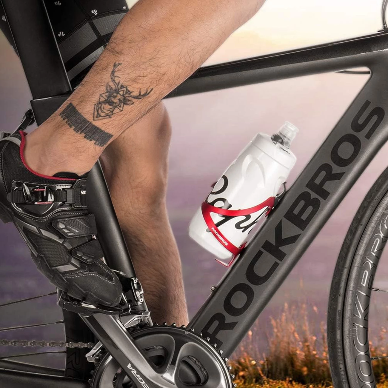 Mbajtës shishe për biçikletë Rockbros 2017-11ARD, alumini, e kuqe
