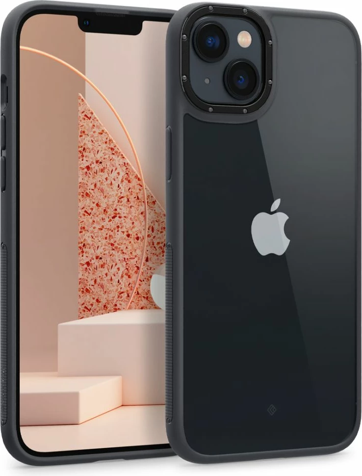 Mbështjellës Spigen Caseology Skyfall për iPhone 14 Plus, Slim, transparent, MIL-STD 810G, mat e zezë, 1 copë