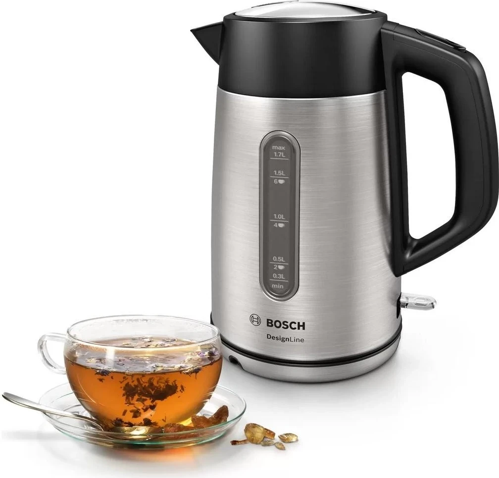 Çajnik Bosch DesignLine TWK4P440, 1.7 litra, 2400W, ngjyrë argjendi