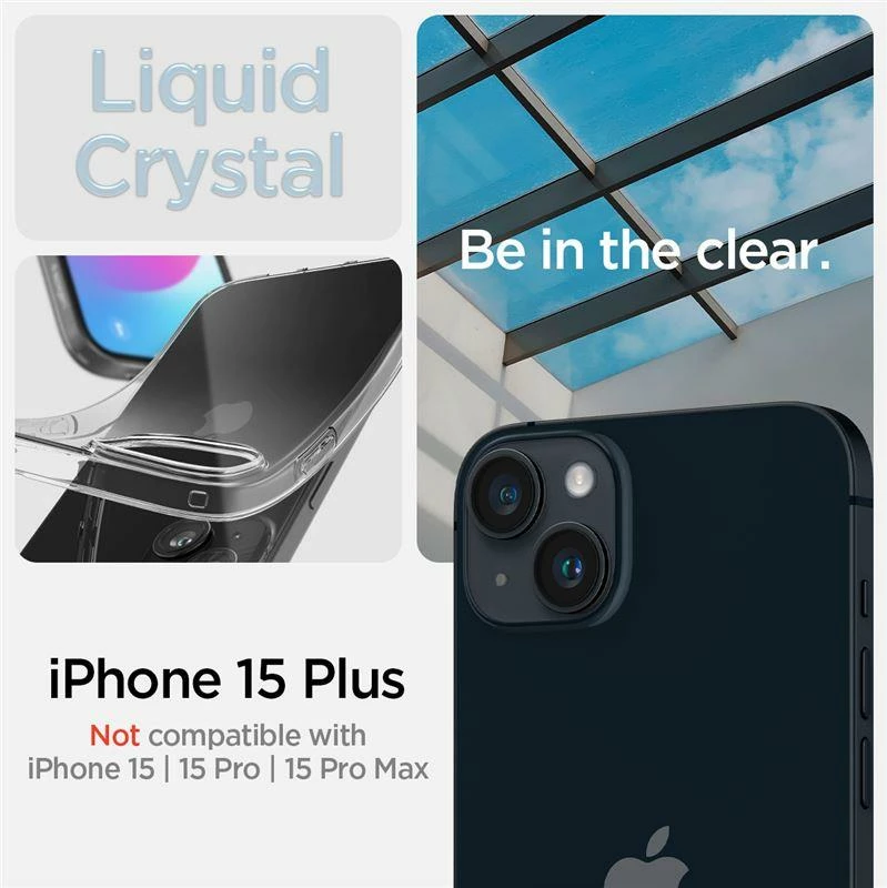 Mbështjellës Spigen Crystal Flex për iPhone 15 Plus, Transparent