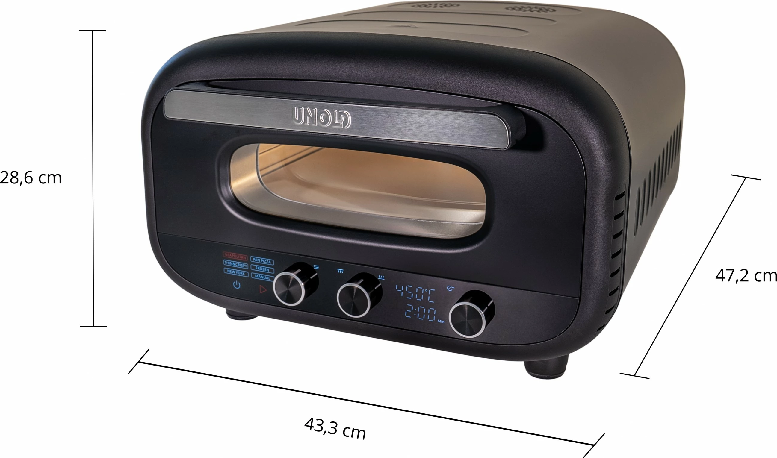 Furrë pice Unold 68805, 1 picë, 30 cm, Digital, 450 °C, e zezë