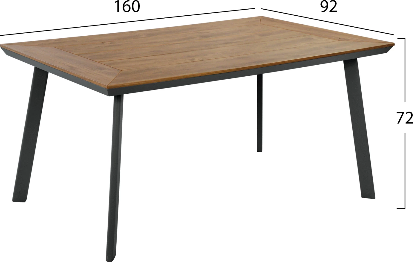 Tavolinë alumini me sipërfaqe tavoline polivudi, FH5132.12, gri, 160x92x72 cm