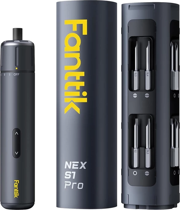 Set kaçavidash elektrik Fanttik S1 Pro, 3 nivele çift rrotullues deri 6 Nm, 220 rpm, bateri 2000 mAh, 16 bita, USB-C, gri e errët