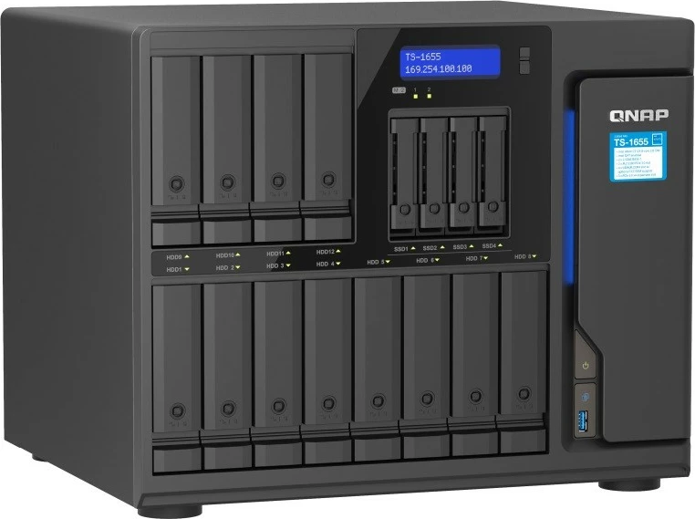 NAS server QNAP TS-1655-8G, Intel Atom C5125, 8 GB RAM, 16 slote, Tower, E zezë