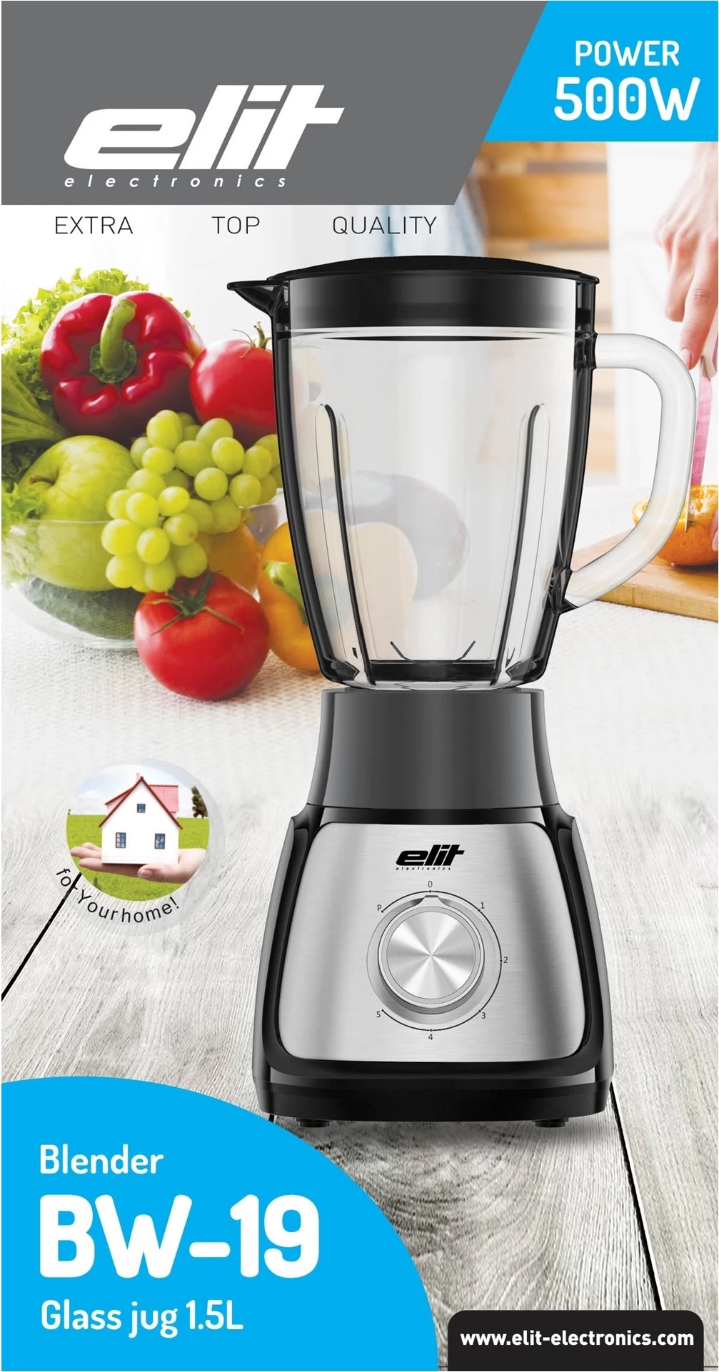 Blender tavoline Elit BW-19 500W 1.5L, inox/zi