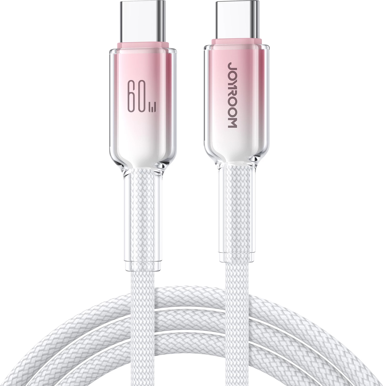 Kabllo USB-C në USB-C Joyroom S-A42 Crystal-Clear Series, 1.2m, 60W, Bardhë