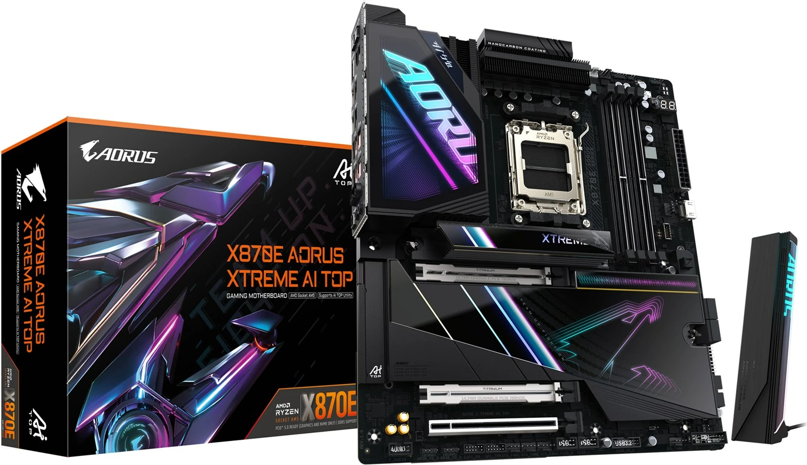 Pllakë amë Gigabyte X870E AORUS XTREME AI TOP, Socket AM5, DDR5, Wi-Fi 7, 10GbE LAN, E zezë