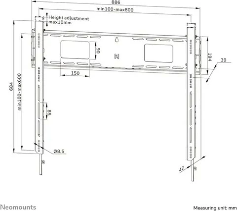 Mbajtës muri për TV Neomounts LEVEL-750 WL30-750BL18, deri 98", 125 kg, i zi
