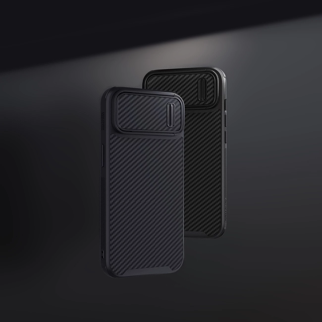 Mbështjellës Nillkin Synthetic Fiber S Case për iPhone 14, me kapak kamere, i zi