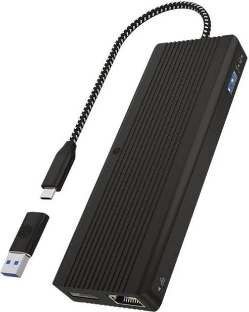 Docking station ICY Box 9-in-1 USB Type-C & Type-A, video output i dyfishtë, e zezë
