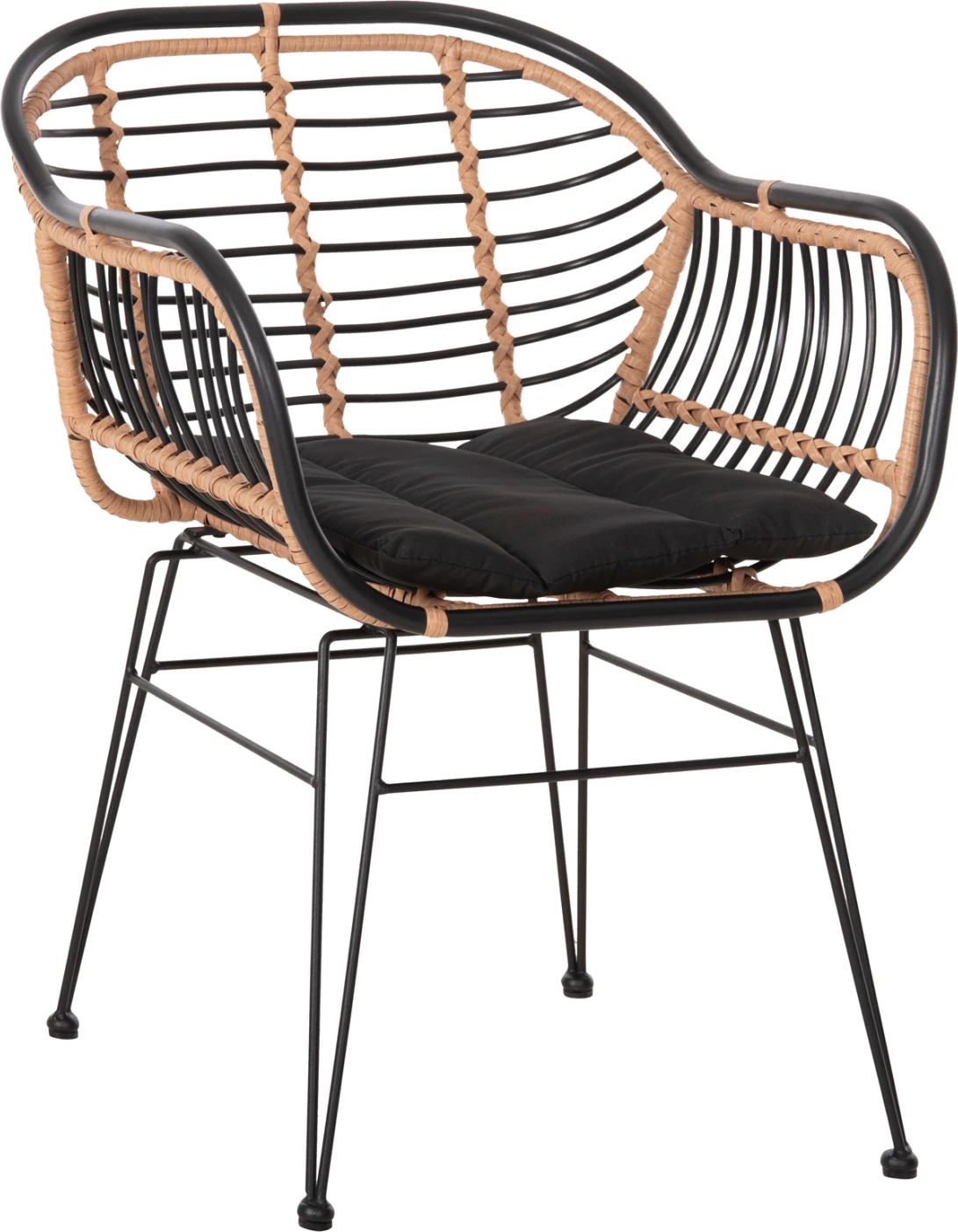 Karrige për jashtë ALLEGRA FH5663.11, kornizë metalike-P.E.RATTAN, ngjyrë bezhë dhe e zezë, 58x59x81H cm