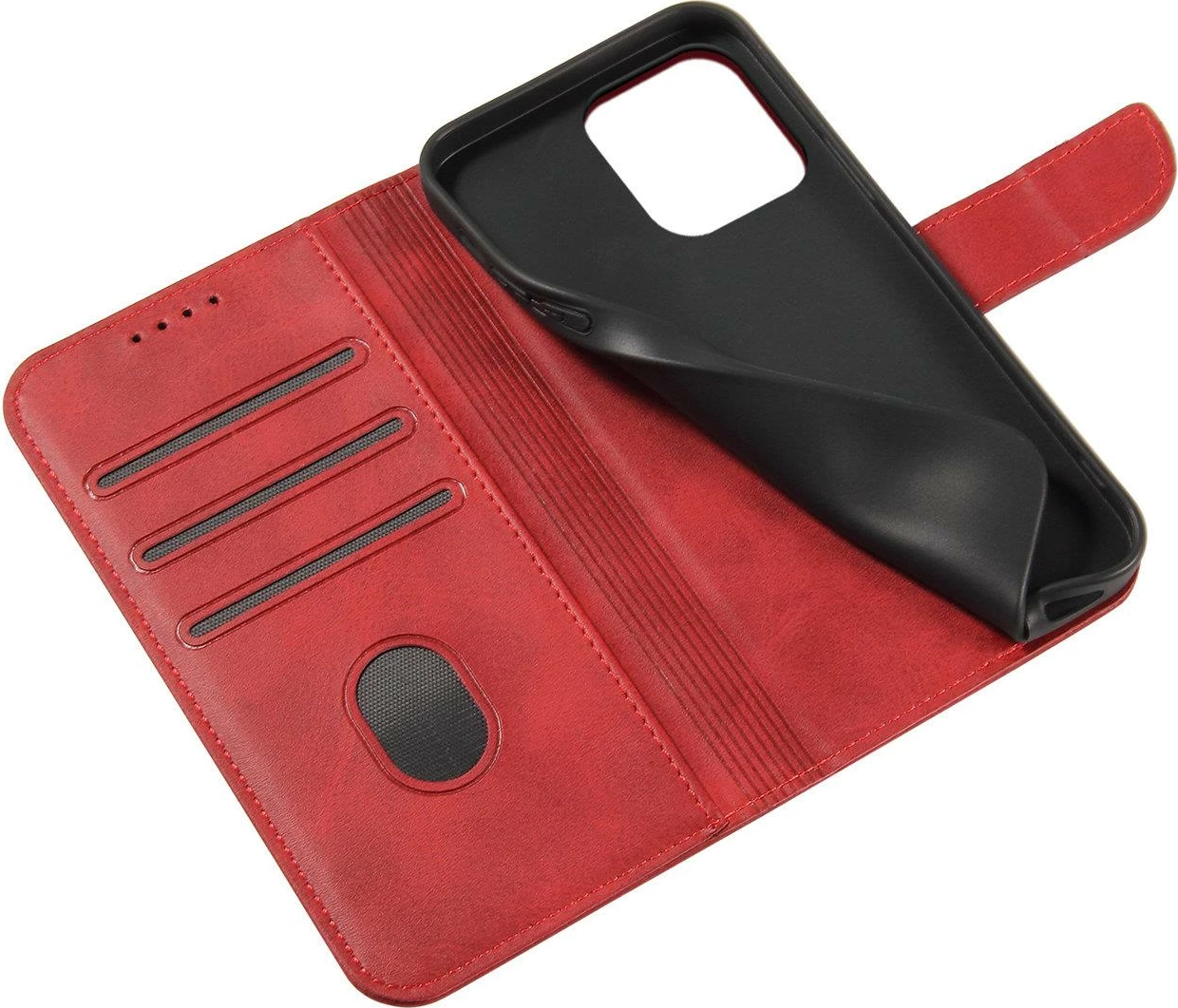 Mbështjellës Hurtel Magnet Case për Samsung Galaxy S23+, me portofol dhe qëndrim, e kuqe