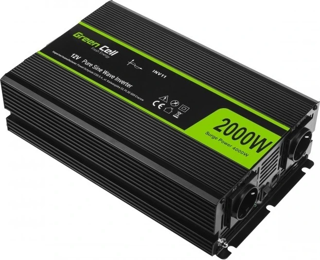 Invertor Green Cell, 12V në 230V, Onda e pastër sinusoide, 2000W