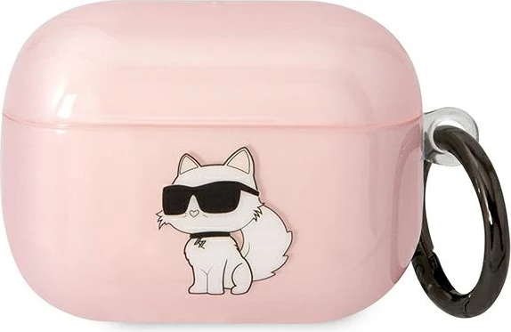 Mbështjellës Karl Lagerfeld KLAPHNCHTCP për AirPods Pro, Choupette, Rozë me unazë
