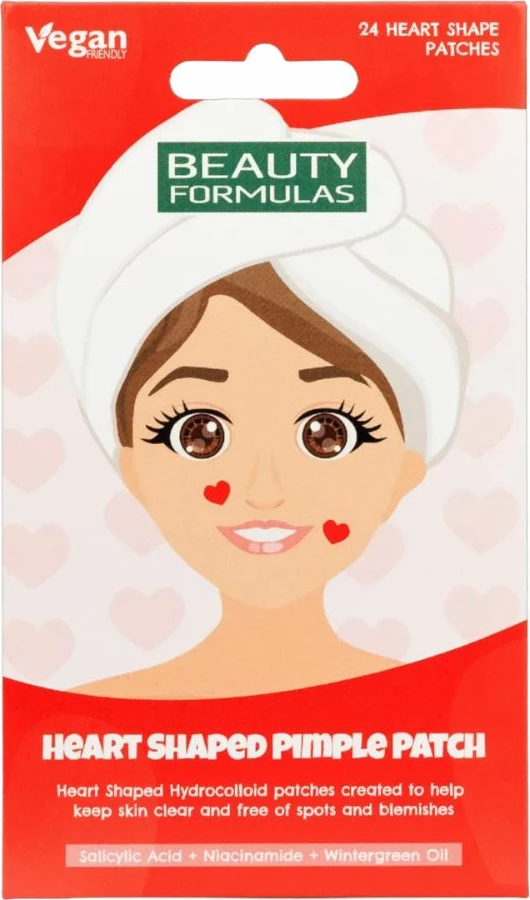 Patch për puçrra Beauty Formulas Heart Shaped për femra, 24 copë