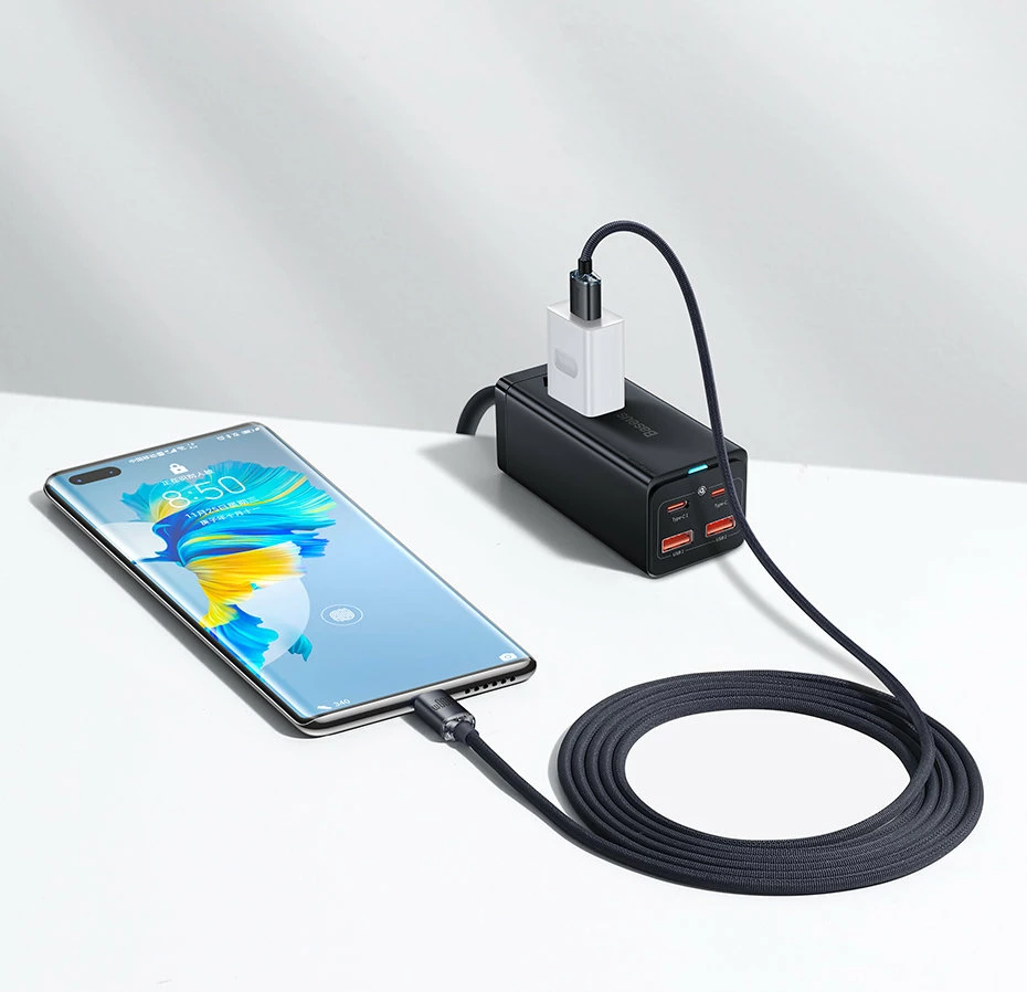 Kabllo për karikim të shpejtë Baseus Crystal Shine Series, USB-A në USB-C, 2m, 100W, e zezë