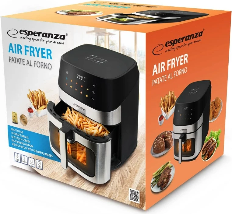 Fritezë ajri Esperanza EKA005, 8L, 1600W, Inox