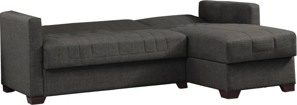 Divan qoshe me shtrat, hapësirë ruajtëse, Alaska, ngjyrë gri e errët, 204x143x83 cm