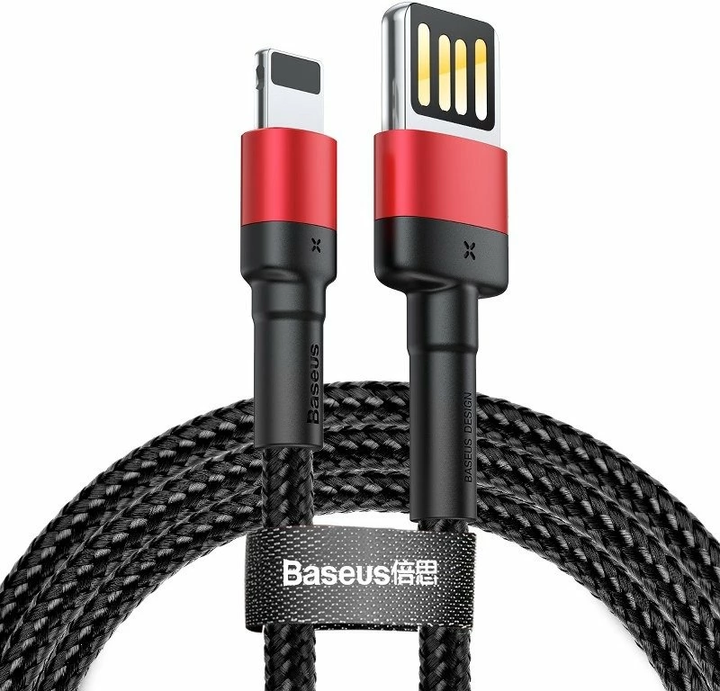 Kabllo USB në Lightning Baseus Cafule CALKLF-G91, 1m, 2.4A, e zezë/kuqe